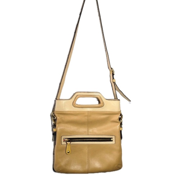 Coach Bonnie Cashin Leather Fold Over Crossbody Bag Tan - Picture 1 of 10
